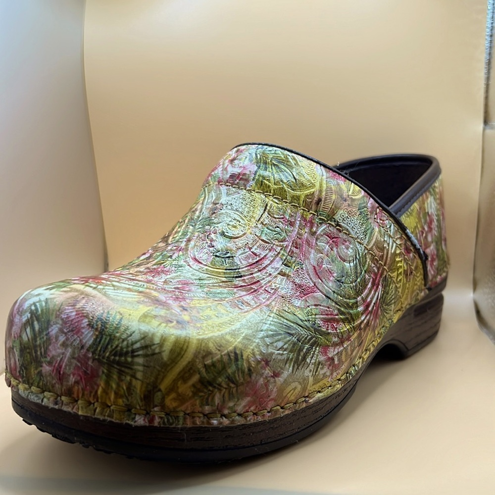 Dansko XP clogs; cute flowered… so comfortable